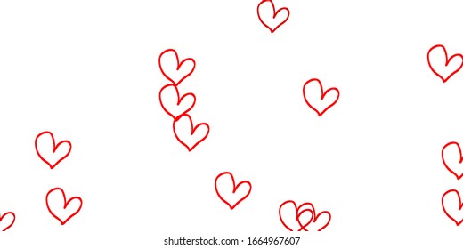Light Red, Yellow vector background with Shining hearts. Glitter abstract illustration with colorful hearts in romantic style. Pattern for valentine's ad, booklets.