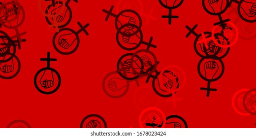 Light Red, Yellow vector background with woman symbols. Abstract illustration with a depiction of women's power. Background for International Women’s Day.