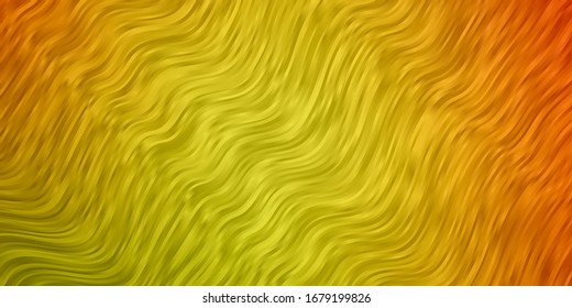 Light Red, Yellow vector background with lines. Bright illustration with gradient circular arcs. Pattern for business booklets, leaflets