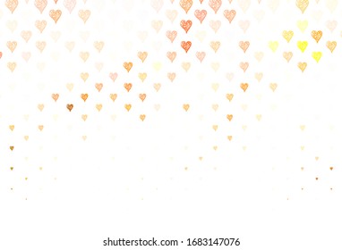 Light Red, Yellow vector background with Shining hearts. Illustration with shapes of gradient hearts on blur backdrop. Pattern for carnival, festival romantic leaflets.