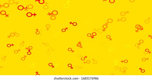 Light Red, Yellow vector background with woman symbols. Abstract illustration with a depiction of women's power. New design for your web apps.