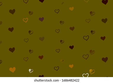 Light Red, Yellow vector background with hearts. Blurred decorative design in doodle style with hearts. Design for ad, poster, banner of Valentine Day.