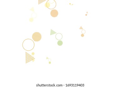 Light Red, Yellow vector background with triangles, circles. Decorative design in abstract style with lines, dots. Pattern for commercials.