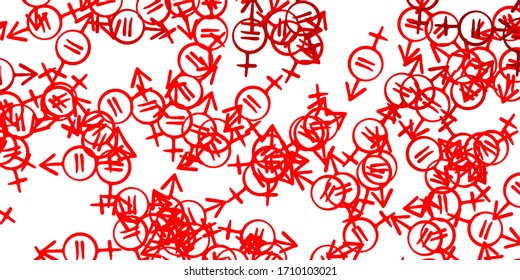 Light Red, Yellow vector background with woman symbols. Illustration with signs of women's strength and power. Elegant design for wallpapers.