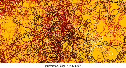 Rojo claro, fondo vectorial amarillo con líneas curvas. Ilustración abstracta con arcos de gradiente. Patrón de folletos y folletos para empresas