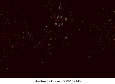 Light red, yellow vector background with gender symbols. Smart illustration in colorful gradient style with gender signs. Simple design for TV commertials.