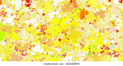 Rojo claro, fondo vectorial amarillo con triángulos. Formas triangulares con gradiente colorido en estilo abstracto. Patrón para promociones.