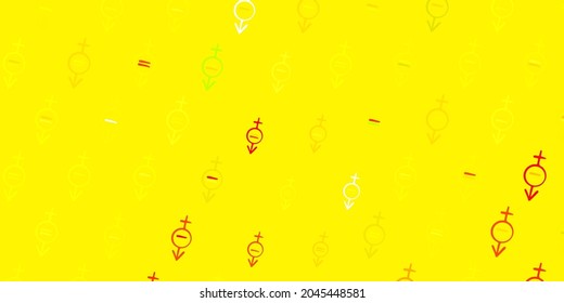 Light Red, Yellow vector background with woman symbols. Colorful illustration with gradient feminism shapes. Best design to show the power of women.
