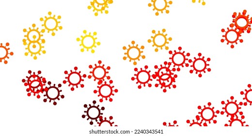 Light red, yellow vector background with covid-19 symbols. Colorful  gradient illness symbols in simple abstract style. Simple design against epidemic information.