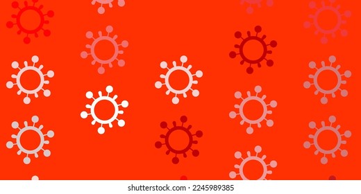Light Red, Yellow vector background with covid-19 symbols. Abstract illustration with biological gradient shapes. Simple drawing against danger fever.