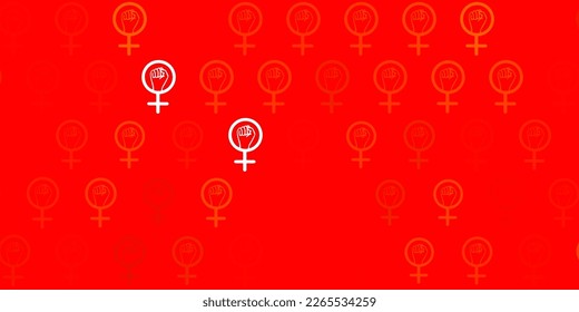 Light Red, Yellow vector background with woman symbols. Colorful illustration with gradient feminism shapes. Background for International Women Day.