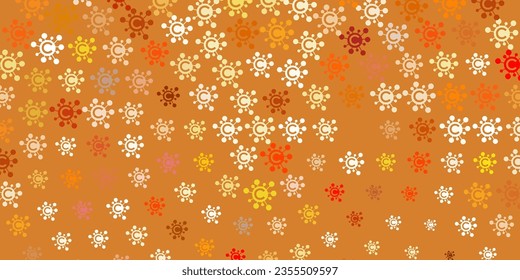 Light Red, Yellow vector background with covid-19 symbols. Colorful  gradient illness symbols in simple abstract style. Simple drawing against danger fever.