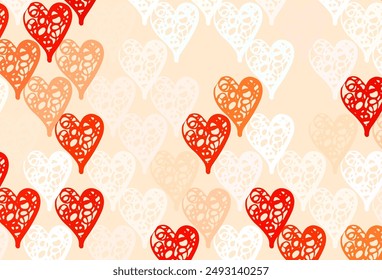 Light Red, Yellow vector background with Shining hearts. Smart illustration with gradient hearts in valentine style. Pattern for marriage gifts, congratulations.
