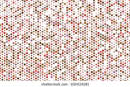 Light Red, Yellow vector banner with circles, spheres. Abstract spots. Background of Art bubbles in halftone style with colored gradient.