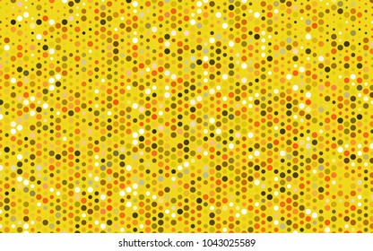 Light Red, Yellow vector banner with circles, spheres. Abstract spots. Background of Art bubbles in halftone style with colored gradient.