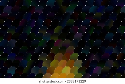 Light Red, Yellow vector banner with circles, spheres. Abstract spots. Background of Art bubbles in halftone style with colored gradient.
