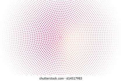 Light Red, Yellow vector banner set of circles, spheres. Donuts Background. Creative Design Templates. Technology halftone illustration.