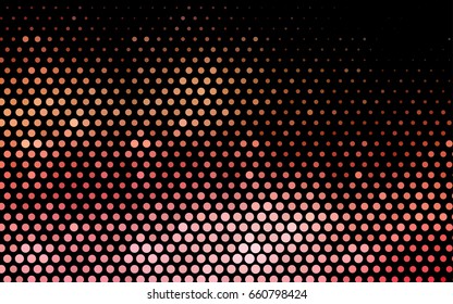 Light Red, Yellow vector banner with circles, spheres. Abstract spots. Background of Art bubbles in halftone style with colored gradient.