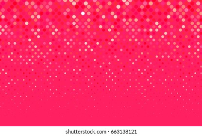 Light Red, Yellow vector banner with circles, spheres. Abstract spots. Background of Art bubbles in halftone style with colored gradient.