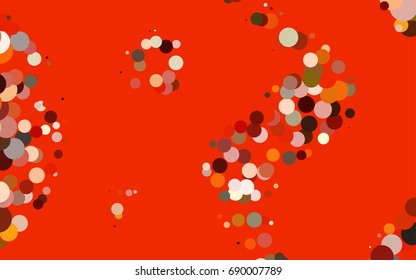 Light Red, Yellow vector red banner with set of circles, dots. Donuts Background. Creative Design Template. Technological halftone illustration.