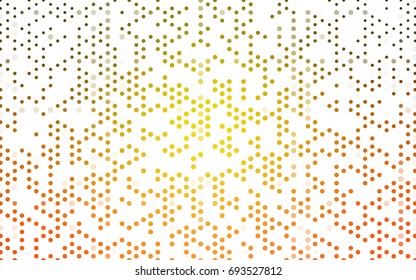 Light Red, Yellow vector banner with circles, spheres. Abstract spots. Background of Art bubbles in halftone style with colored gradient.