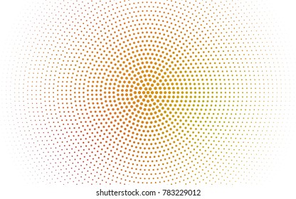 Light Red, Yellow vector banner set of circles, spheres. Donuts Background. Creative Design Templates. Technology halftone illustration.