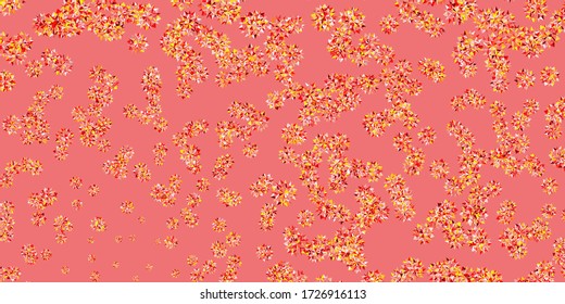 Light red, yellow vector beautiful snowflakes backdrop with flowers. Abstract gradient colorful snowflakes and snow elements. Xmas design for business.