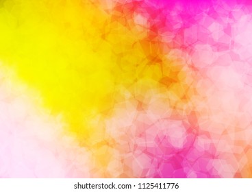 Light Red, Yellow vector blurry hexagon background. Glitter abstract illustration with an elegant design. hexagonal pattern for your business design.