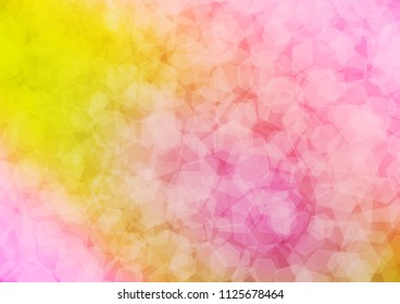 Light Red, Yellow vector blurry hexagon template. Geometric illustration in Origami style with gradient.  The template can be used as a background for cell phones.