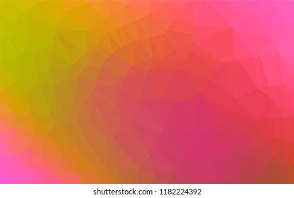Light Red, Yellow vector blurry hexagon pattern. A vague abstract illustration with gradient. Triangular pattern for your business design.