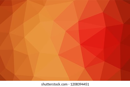 Light Red, Yellow vector blurry hexagon template. Triangular geometric sample with gradient.  Brand new style for your business design.