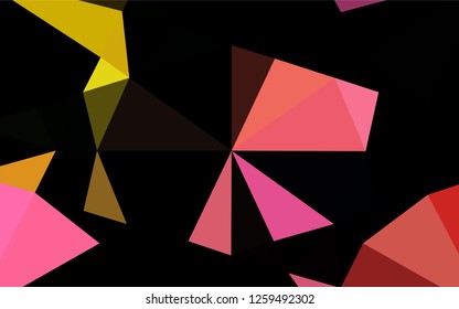Light Red, Yellow vector blurry hexagon template. Shining illustration, which consist of triangles. Triangular pattern for your business design.