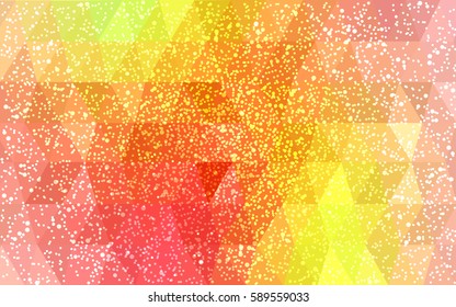 Light Red, Yellow vector christmas postcard low polygon background. Illustration consisting of triangles. Abstract triangular polygonal origami or crystal design of New Year celebration.