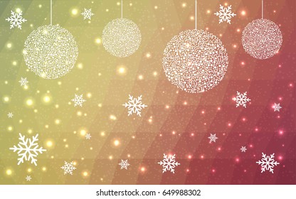 Light red, yellow vector christmas postcard low polygon background. Illustration consisting of triangles. Abstract triangular polygonal origami or crystal design of New Year celebration.