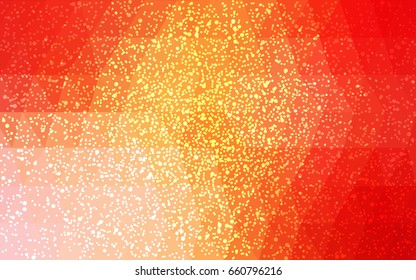 Light Red, Yellow vector christmas polygon background. Low poly Illustration consisting of triangles with snowflakes. Texture background of New Year celebration.