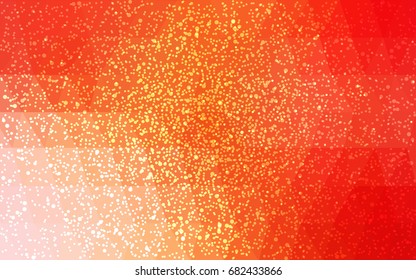 Light Red, Yellow vector christmas polygon background. Low poly Illustration consisting of triangles with snowflakes. Texture background of New Year celebration.