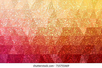 Light Red, Yellow vector christmas postcard low polygon background. Illustration consisting of triangles. Abstract triangular polygonal origami or crystal design of New Year celebration.