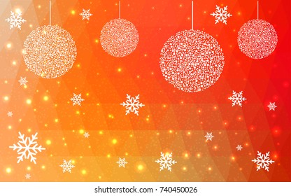 Light Red Yellow vector christmas postcard low polygon background. Illustration consisting of triangles. Abstract triangular polygonal origami or crystal design of New Year celebration.