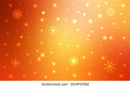 Light Red, Yellow vector cover with beautiful snowflakes. Modern geometrical abstract illustration with crystals of ice. The template can be used as a new year background.
