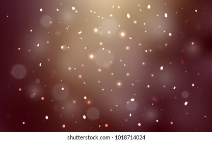 Light Red, Yellow vector cover with beautiful snowflakes. Decorative shining illustration with snow on abstract template. New year design for your ad, poster, banner.