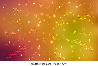 Light Red, Yellow vector cover with happy holiday ribbons. Modern geometrical abstract illustration with carnival ribbons. Beautiful design for your business advert of anniversary.