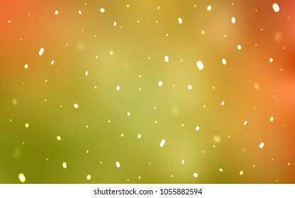 Light Red, Yellow vector cover with beautiful snowflakes. Decorative shining illustration with snow on abstract template. The pattern can be used for year new  websites.