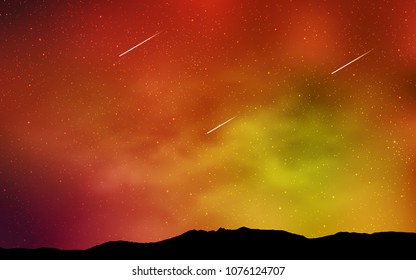 Light Red, Yellow vector cover with astronomical stars. Blurred decorative design in simple style with galaxy stars. Template for cosmic backgrounds.