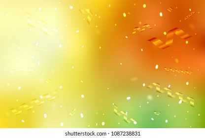 Light Red, Yellow vector cover with happy holiday ribbons. Glitter abstract illustration with colorful confetti, ribbons. New design for ad, poster, banner of your Party.