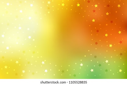 Light Red, Yellow vector cover with small and big stars. Shining colored illustration with stars. The pattern can be used for websites.