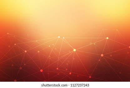 Light Red, Yellow vector cover with spots, lines. Illustration with set of colorful abstract circles and lines. Pattern can be used for futuristic ad, booklets.