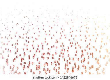 Light Red, Yellow vector cover with Dollar signs. Shining colored illustration with USD signs. The pattern can be used for financial, investment websites.