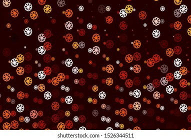 Light Red, Yellow vector cover with beautiful snowflakes. Shining colored illustration with snow in christmas style. The pattern can be used for new year leaflets.