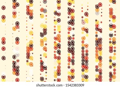 Light Red, Yellow vector cover with beautiful snowflakes. Shining colored illustration with snow in christmas style. The template can be used as a new year background.