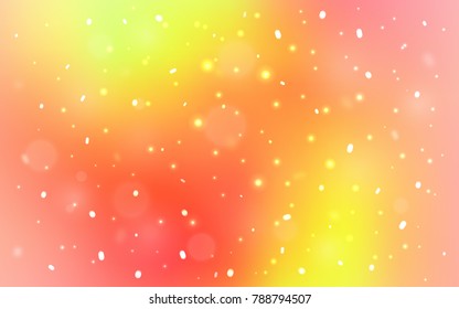Light Red, Yellow vector cover with beautiful snowflakes. Decorative shining illustration with snow on abstract template. New year design for your ad, poster, banner.